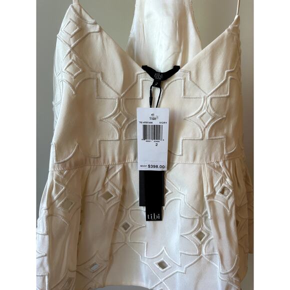 Tibi Embroidered Ivory Top, Size 2 (New with Tags) - Picture 3 of 6